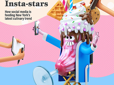 Freakshake Star 3d celebrity cg character chocolate drink food freakshake ice cream instagram milkshake waffle