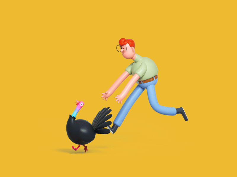 Thanksgiving 3d animation cg character food gif holiday thanksgiving thanksgivingdinner turkey