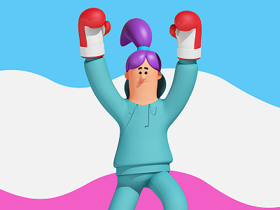 Victorious 3d. character boxing c4d cinema4d fit medical victory win winnning workout