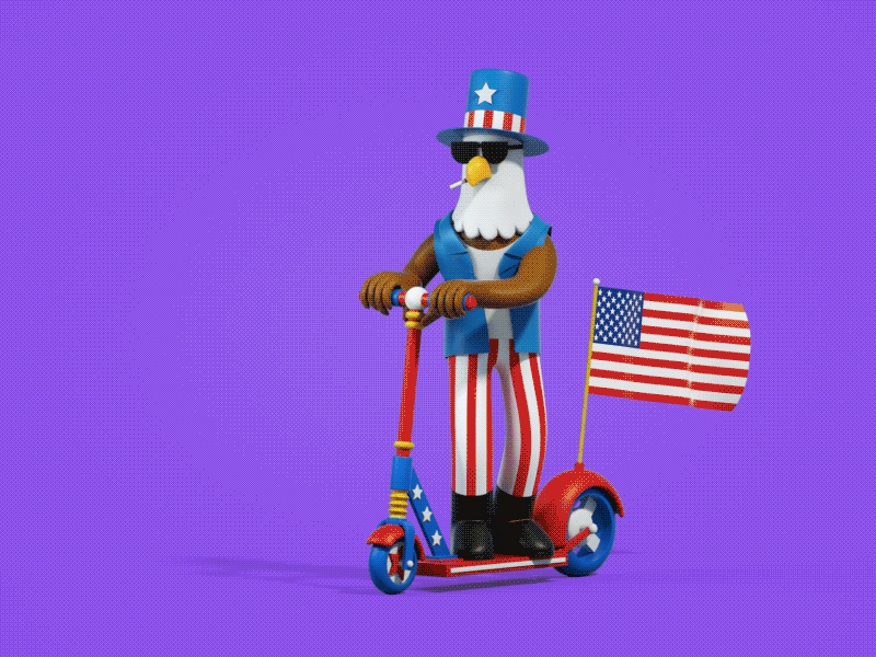 Freedom Eagle 3d 4thofjuly america american animation baldeagle c4d cg character eagle independenceday patriot