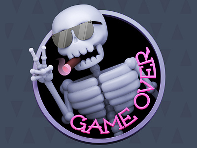 Game Over Sticker 3d animation c4d cgi character cinema4d illustration sticker