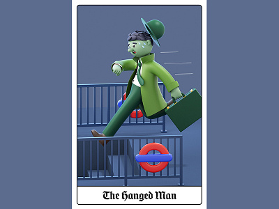 London Tarot Card - The Hanged Man 3d animation branding c4d character cinema4d design editorial illustration