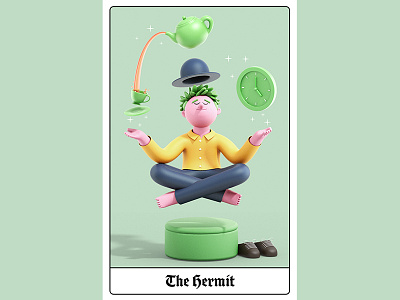 London Tarot Card - The Hermit 3d animation branding c4d character cinema4d design editorial gif illustration