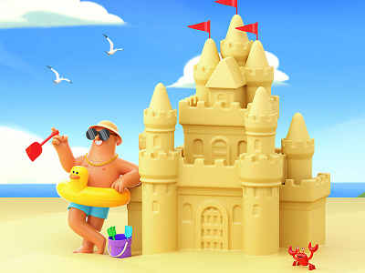 Fathers Day 3d animation character cinema4d dad father fathersday gif illustration sandcastle