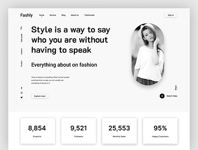 Fashly Landing Page apparel clothing brand design ecommerce fashion homepage ios landing page mhnehal03 mockup modern online shop outfits product style trend ui ux web design website