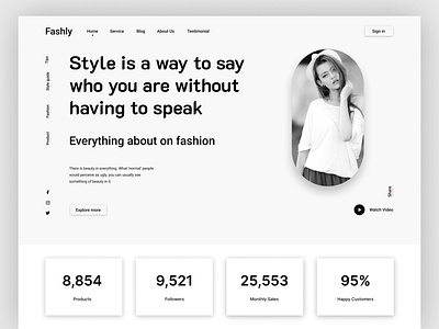 Fashly Landing Page apparel clothing brand design ecommerce fashion homepage ios landing page mhnehal03 mockup modern online shop outfits product style trend ui ux web design website