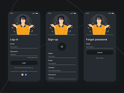 Mobile App Login Screen And Sign Up Flow app app design forgot password ios log in login login design login form login page login screen mobile onboarding ui password sign up signin signup signup screen ui ui ux ux