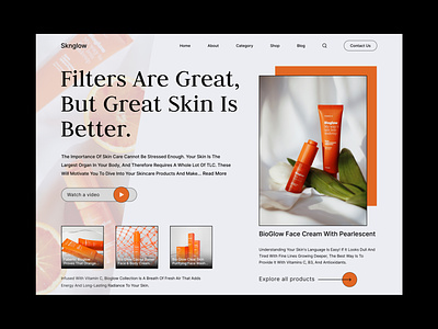 Skin Care Product Web Header beauty beauty product cosmetics cosmetics store ecommerce interface landing page mhnehal03 online shop product page product page design shop skin care skincare skincare cosmetic web web header web ui web ux website