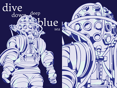 Dive Down Deep Blue design diving graphic design illustration ocean subnautic