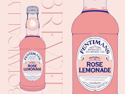 Fentiman's Rose Lemonade bottle design illustration lemonade