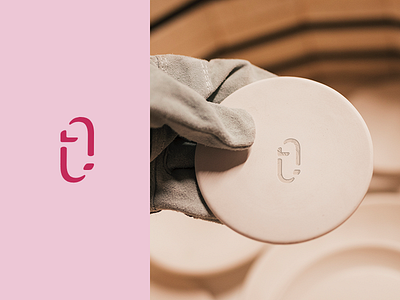 ceramic brand branding ceramic ceramic brand clay face graphic graphic design letter logo pink t i letter woman