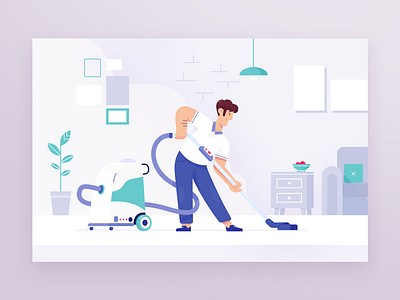 Cleaning Service 2d carpet character character art character creation cleaning company cleaning service flat illustration