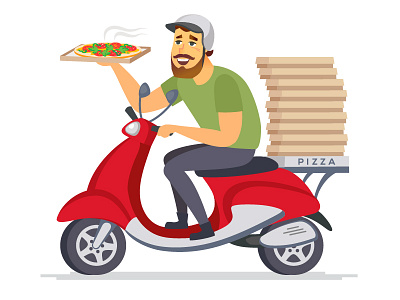 Delivery service illustrations cargo cartoon character delivery delivery service design flat design illustration pizza style vector