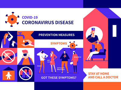 Coronavirus preventive measures illustrations