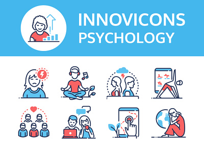 Psychology - line icons design icon icon design icon set line psychological problem psychologist psychology style therapy vector web