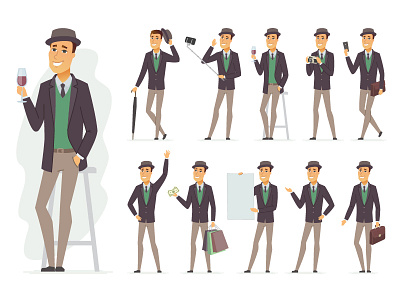 Character constructor collection business cartoon character character design composition design emotion flat design illustration pose style vector