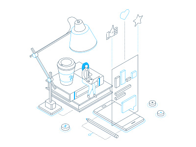 Learning - line isometric illustration