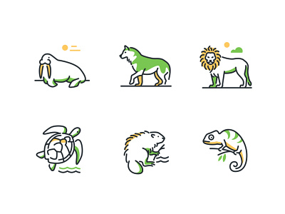 Icons with cute animals animals collection design icon line linear icons nature outline style vector wild animals wildlife