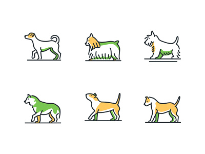 Dog breeds - line icons breed collection cute design dog icon line linear linear icons pet set style vector