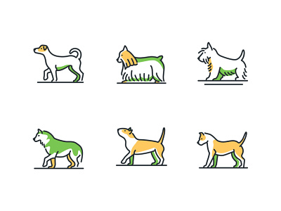 Dog breeds - line icons