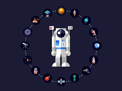 Space collection astronaut collection cosmic design exploration flat design icon illustration planet space style vector
