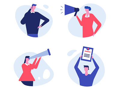 Marketing - flat characters character character design design flat design illustration marketing megaphone spyglass style