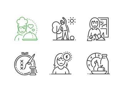 Black & white line icons business collection design icon line outline style vector