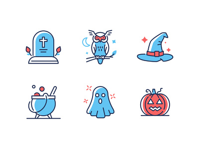 Halloween line icons cauldron design dribbbleweeklywarmup ghost halloween icon jack o lantern line spooky style vector