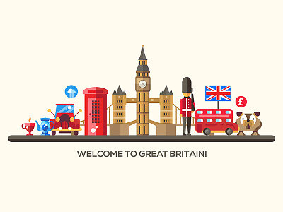 Countries collection china country design famous flat design great britain illustration landmarks place style symbol traveling vacation vector