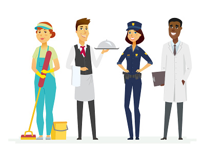 Collection of professions character collection design flat design illustration job occupation professional specialist style vector work