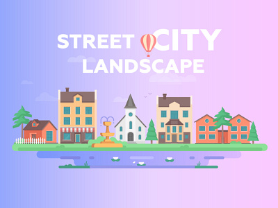 City landscapes building city landscape design flat design house illustration landscape style vector