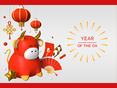 Chinese New Year 3d illustrations 3d art 3d illustration celebration chinese new year greeting holiday ox