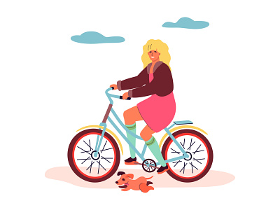 People cycling - flat illustrations