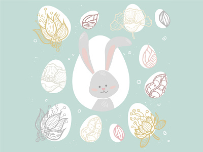 Happy Easter illustrations design easter easter bunny easter egg flat design illustration spring style vector
