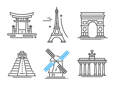 Landmarks line icons