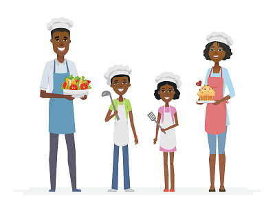 Family life illustrations character character design cooking design family flat design illustration large family leisure vector