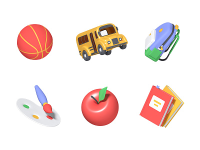 Back to school 3d bundle 3d icons 3d objects design education icon learning school