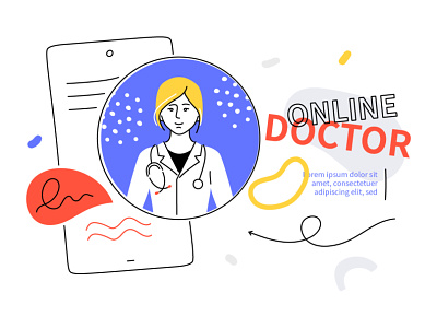 Online doctor - illustration design digital healthcare illustration line medicine online smartphone style vector