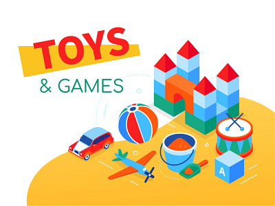 Toys & games isometric illustration child design development education game illustration isometric illustration isometry kid leisure toy vector