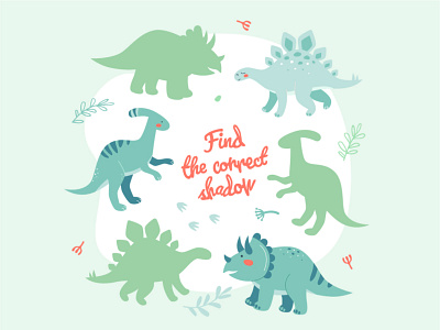 Learning game with dinosaurs animal character children design dino dinosaur flat design game illustration style vector