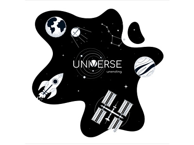 Universe illustration big dipper cosmic design exploration flat design illustration planet satellite space style vector
