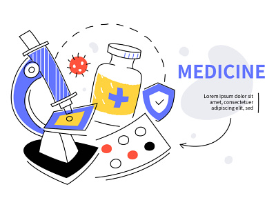 Medicine - banner coronavirus design flat design healthcare illustration line medicine microscope style vector