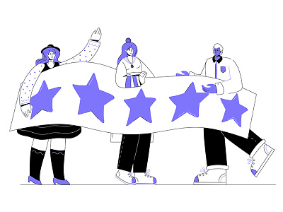 Company rating illustration character design feedback flat design illustration rating star vector women