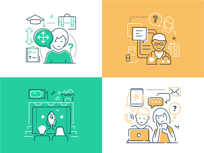 Compound line icons cinema design education icon illustration line medicine psychology style vector