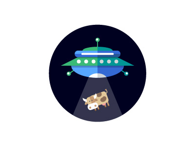 UFO Kidnapping a Cow abduction background cow design flat icon kidnapping space spaceship ufo