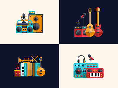 Music Set drum equipment guitar icon instrument melody music musician