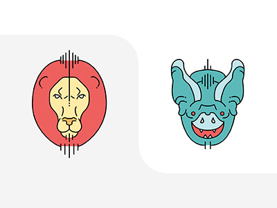Line Icons Animals animal bat flat design icon line lion outline