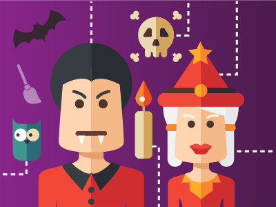 Happy Halloween! bat broom halloween illustration october owl scary skull trick or treat vampire witch