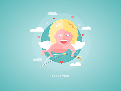 St Valentine's Cupid cherub cupid happy heart love postcard poster valentines day