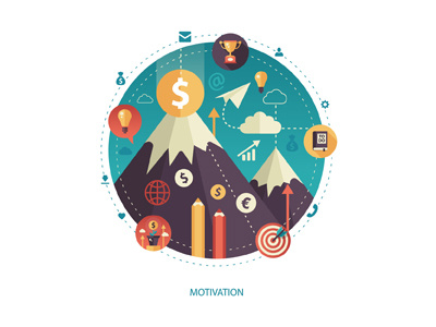 Motivation - Flat Design Composition achievement business composition design flat goal illustration motivation mountain start up success